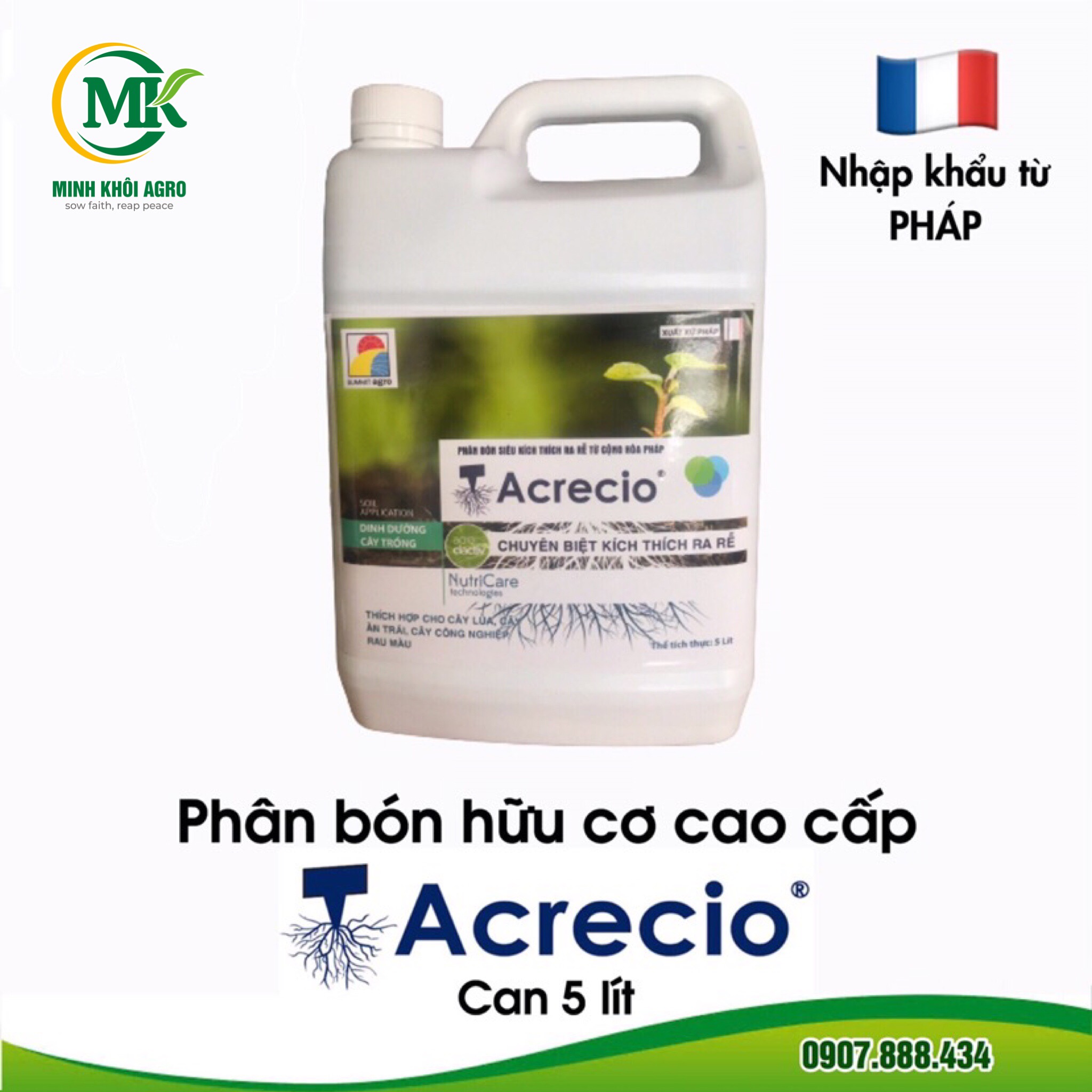 Phân bón hữu cơ cao cấp Acrecio - Can 5 lít